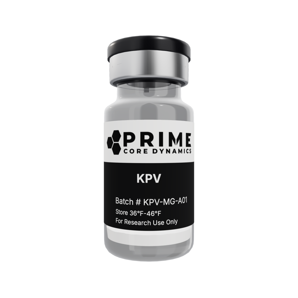 KPV 10mg lyophilized powder in a sealed glass vial.