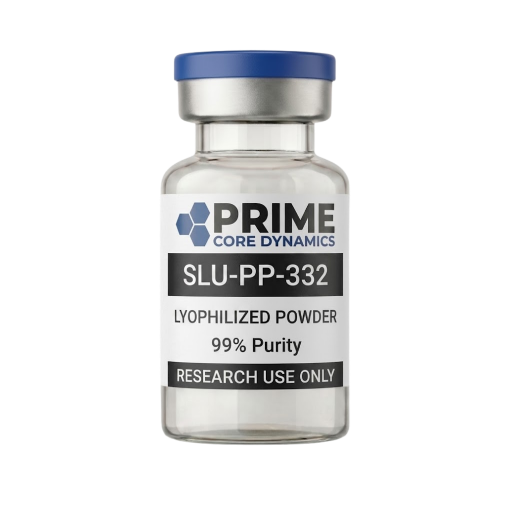 SLU-PP-332 lyophilized powder in a sealed glass vial.